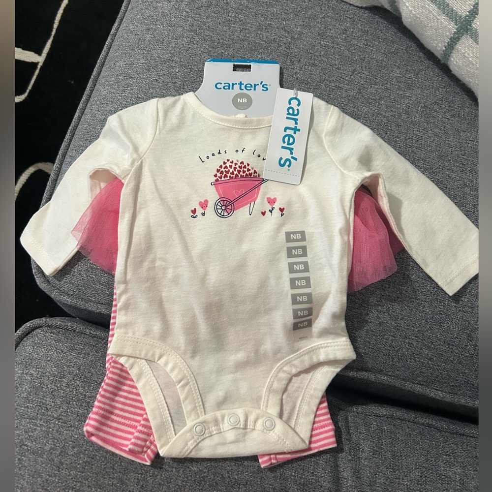 Carter's white and Pink Baby Matching Set